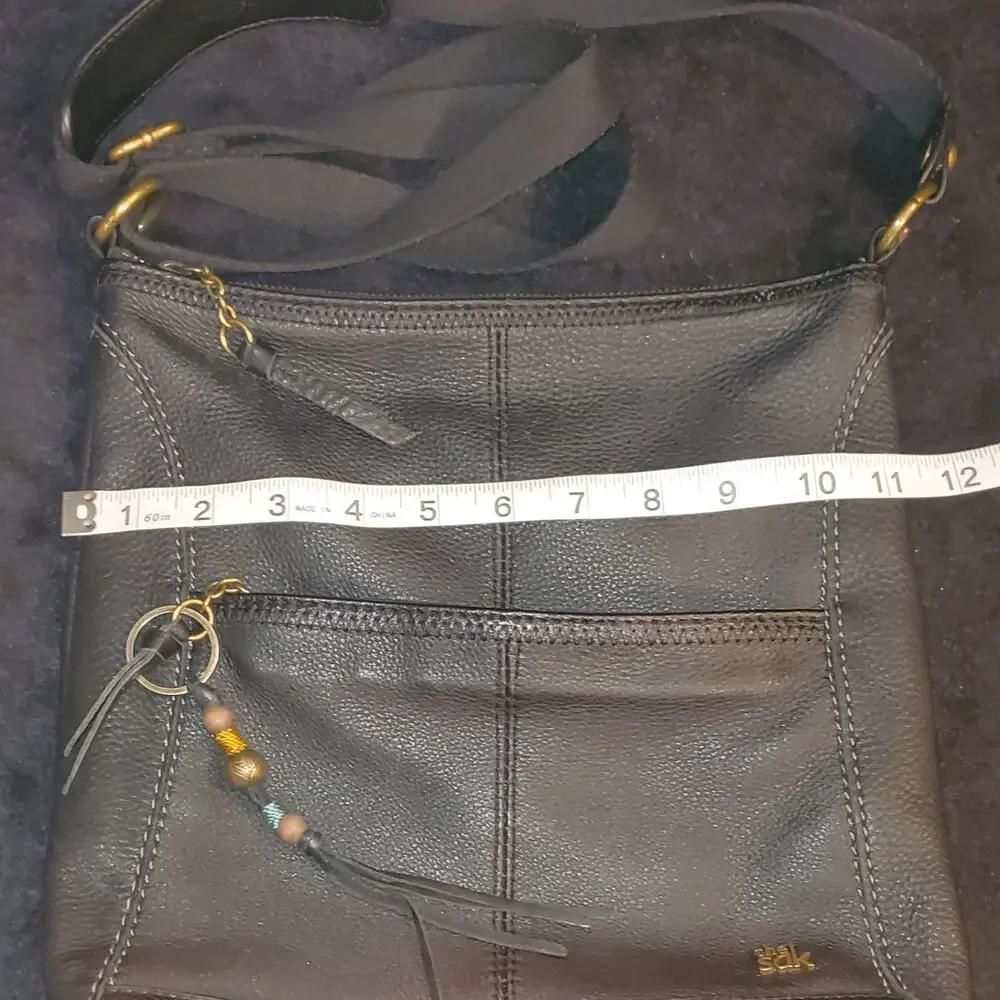 The sak black Adjustable crossbody Strap Pebbled Leather Shoulder bag